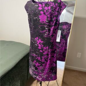 Chic Black and Purple Floral Midi Dress